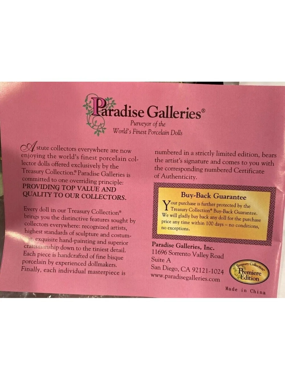 Paradise Galleries Treasure of the Emerald Isle Fairy Porcelain Doll 17